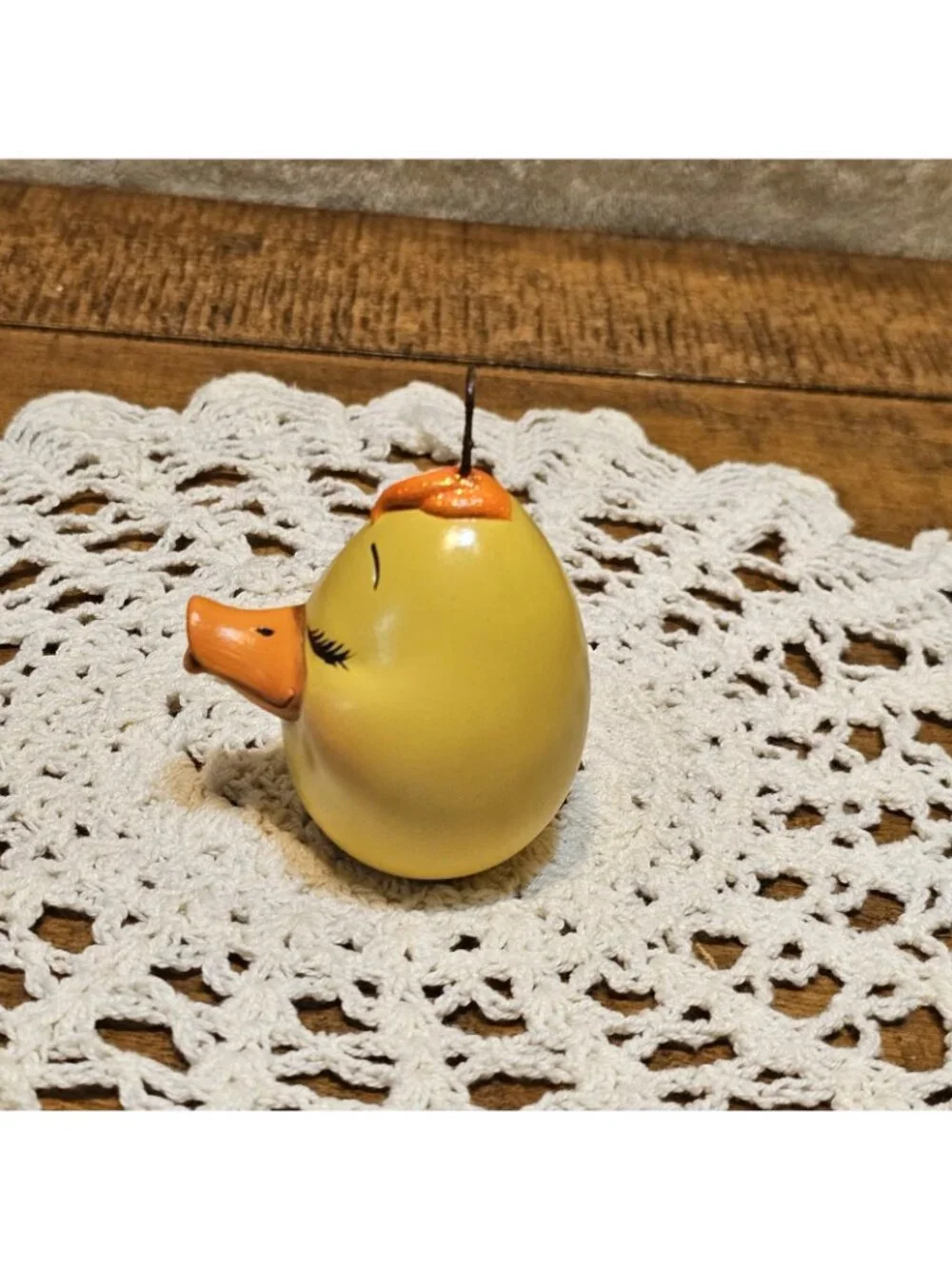 Unique HTF Ceramic Anthropomorphic Yellow Duck Head Ornament Vintage
